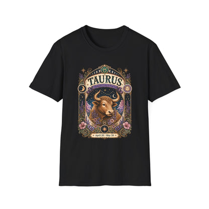Taurus Zodiac Softstyle T-Shirt – Celestial Bull Artwork