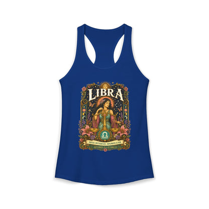 Libra Zodiac Women's Racerback Tank – Ornate Scales Artwork