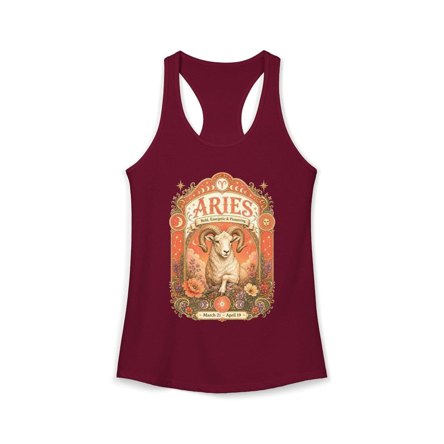 Aries Zodiac Women's Racerback Tank – Ornate Ram Artwork