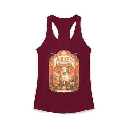 Aries Zodiac Women's Racerback Tank – Ornate Ram Artwork