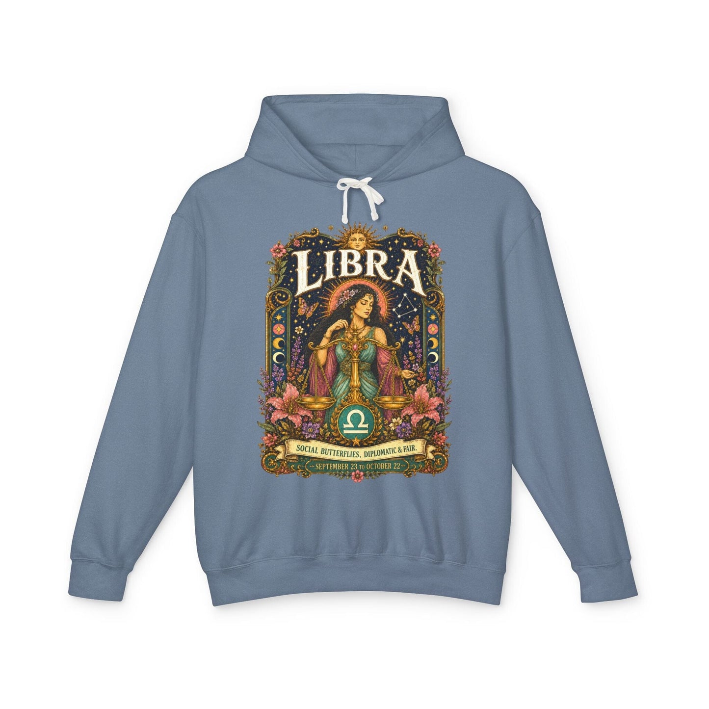 Libra Zodiac Hooded Sweatshirt – Enchanted Scales Artwork