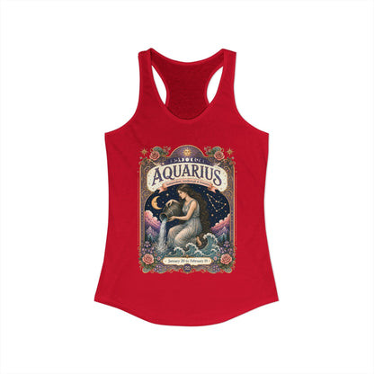 Aquarius Zodiac Women's Racerback Tank – Ornate Water Bearer Artwork