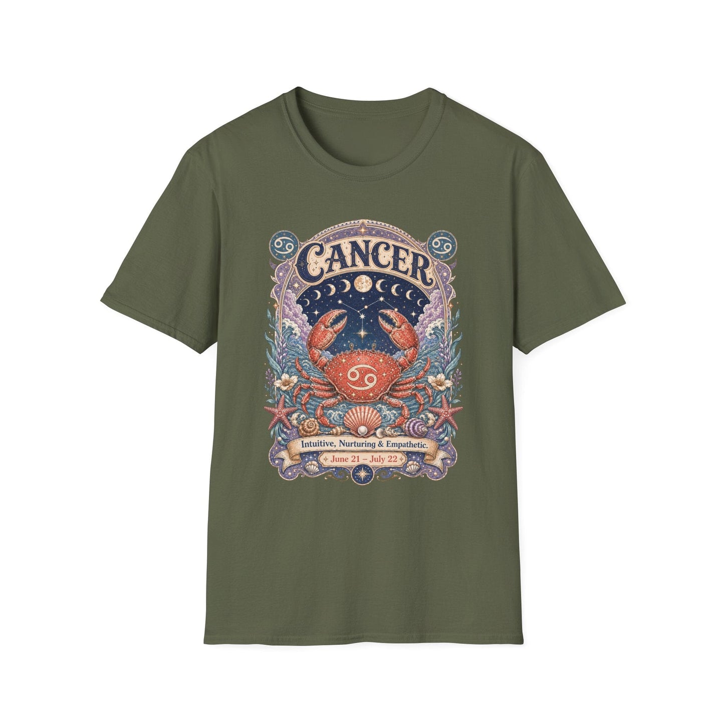 Cancer Zodiac Softstyle T-Shirt – Celestial Crab Artwork