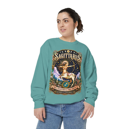 Sagittarius Zodiac Garment-Dyed Sweatshirt – Mystic Archer Artwork