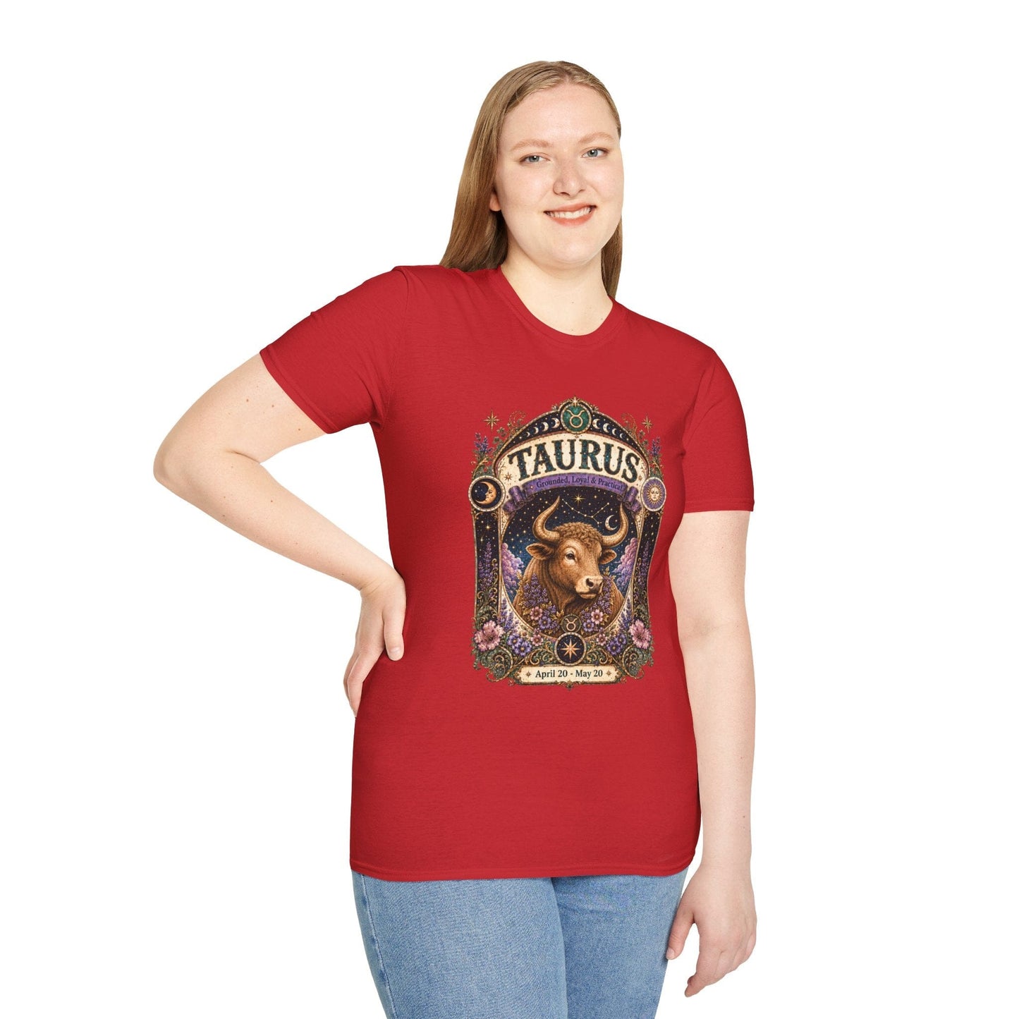 Taurus Zodiac Softstyle T-Shirt – Celestial Bull Artwork