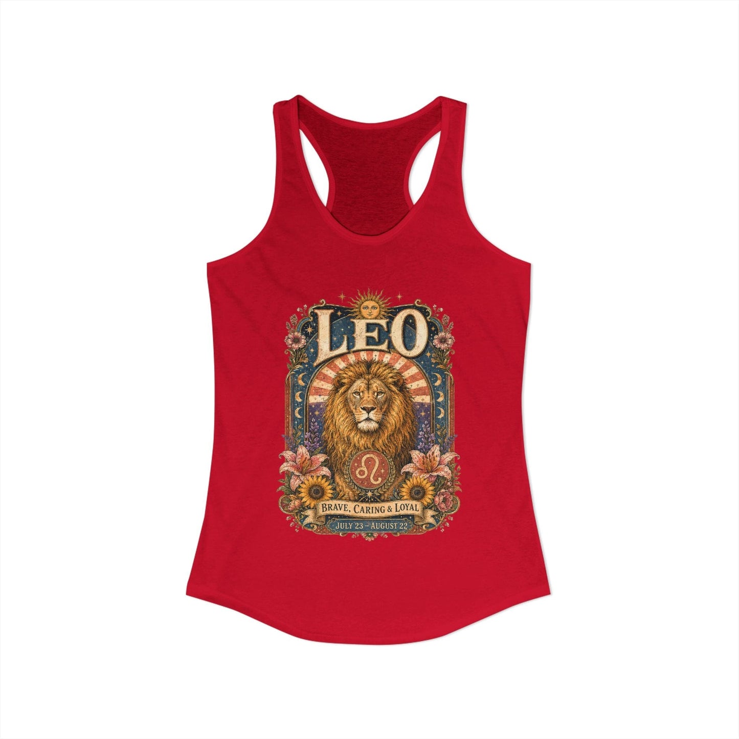 Leo Zodiac Women's Racerback Tank – Ornate Lion Artwork