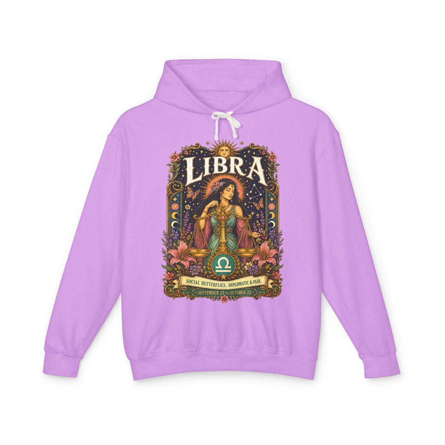 Libra Zodiac Hooded Sweatshirt – Enchanted Scales Artwork