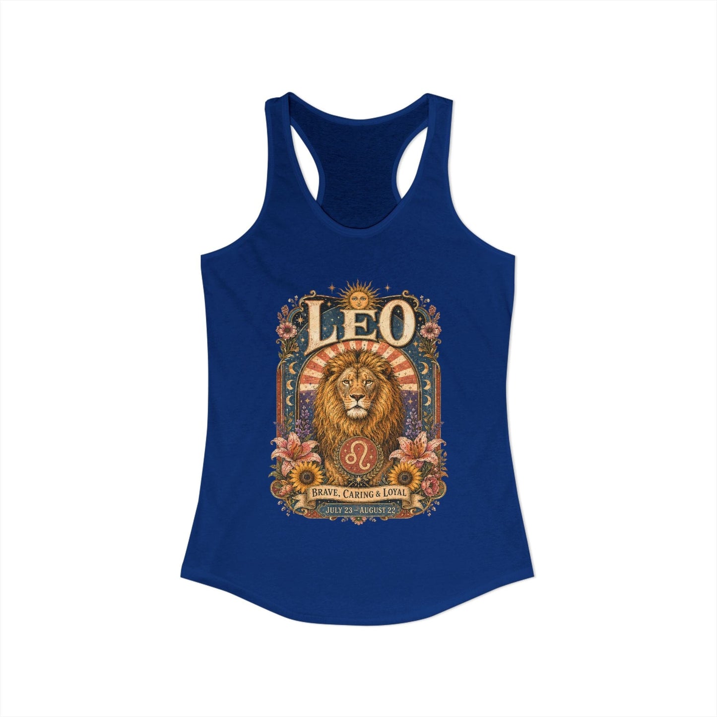 Leo Zodiac Women's Racerback Tank – Ornate Lion Artwork