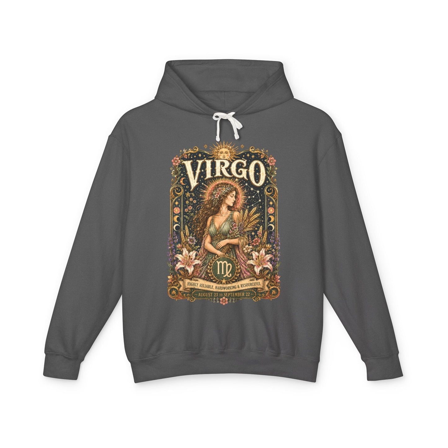 Virgo Zodiac Hooded Sweatshirt – Enchanted Maiden Artwork