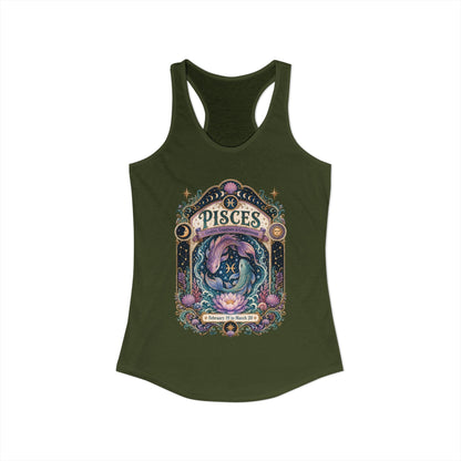 Pisces Zodiac Women's Racerback Tank – Ornate Fish Artwork