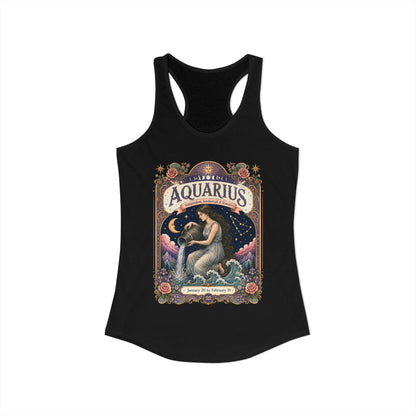 Aquarius Zodiac Women's Racerback Tank – Ornate Water Bearer Artwork