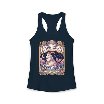 Capricorn Zodiac Women's Racerback Tank – Ornate Sea Goat Artwork