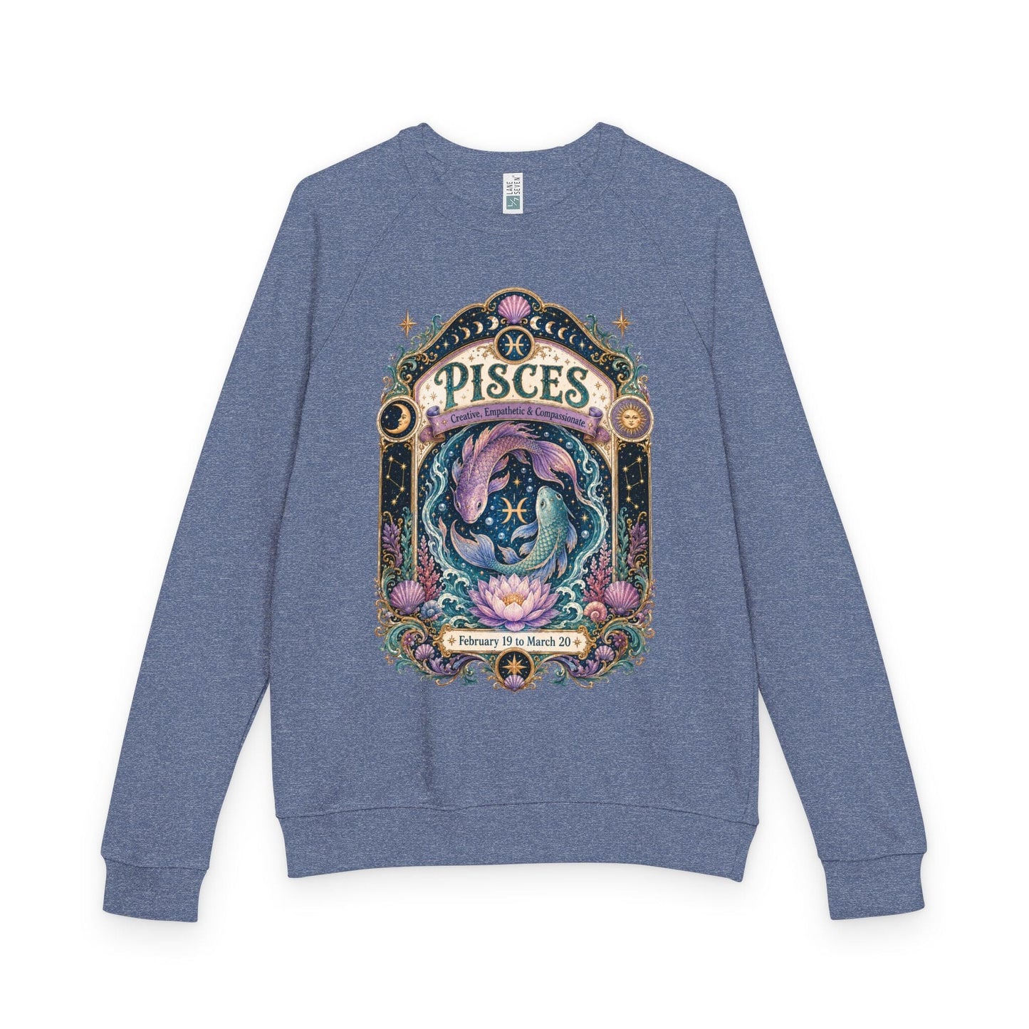 Pisces Zodiac Raglan Sweatshirt – Ethereal Fish Artwork