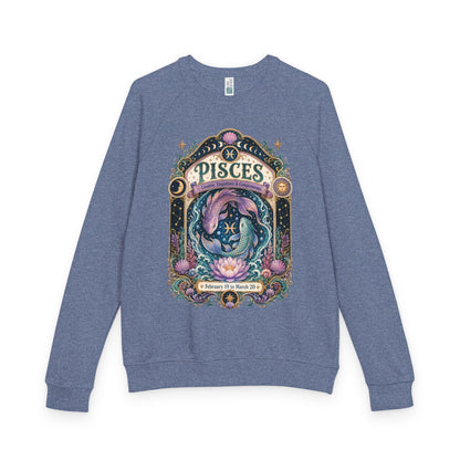 Pisces Zodiac Raglan Sweatshirt – Ethereal Fish Artwork