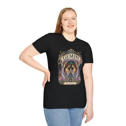 Gemini Zodiac Softstyle T-Shirt – Celestial Twins Artwork