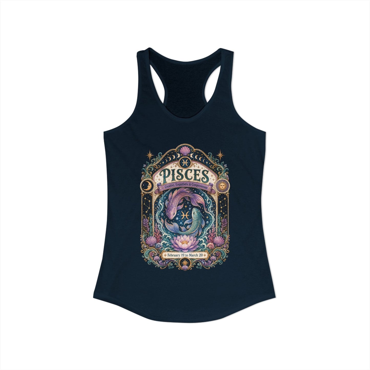Pisces Zodiac Women's Racerback Tank – Ornate Fish Artwork