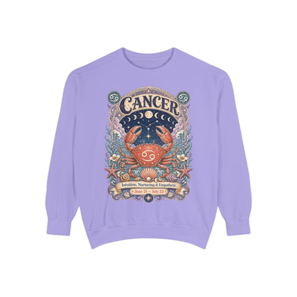 Cancer Zodiac Garment-Dyed Sweatshirt – Mystic Crab Artwork
