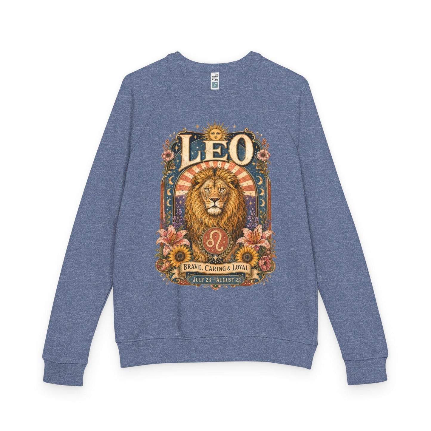 Leo Zodiac Raglan Sweatshirt – Ethereal Lion Artwork