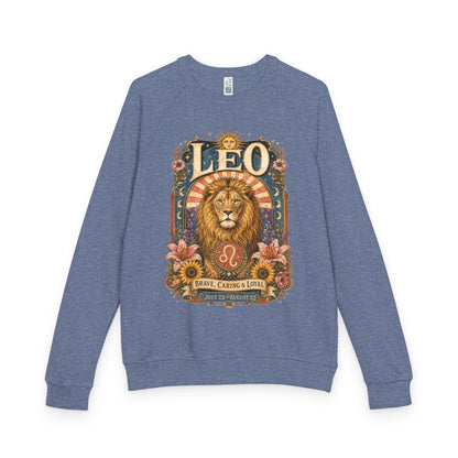 Leo Zodiac Raglan Sweatshirt – Ethereal Lion Artwork