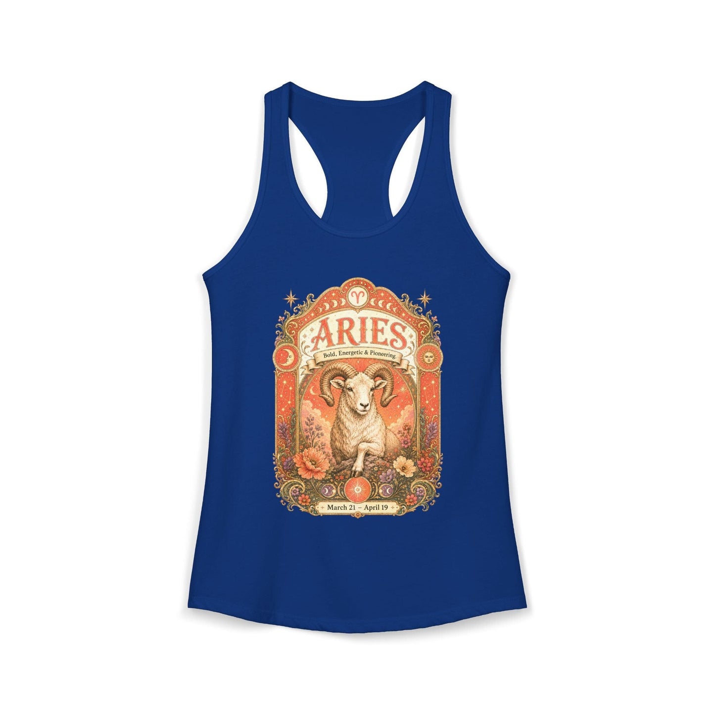 Aries Zodiac Women's Racerback Tank – Ornate Ram Artwork