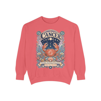 Cancer Zodiac Garment-Dyed Sweatshirt – Mystic Crab Artwork