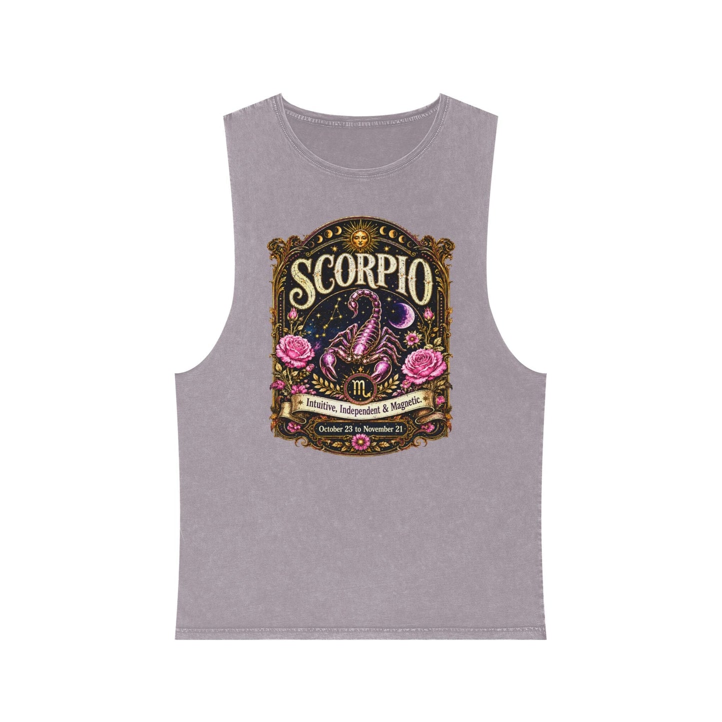 Scorpio Zodiac Stonewash Tank Top – Cosmic Scorpion Artwork