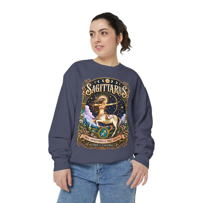 Sagittarius Zodiac Garment-Dyed Sweatshirt – Mystic Archer Artwork