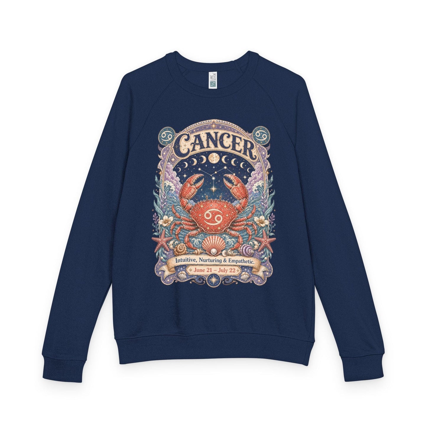 Cancer Zodiac Raglan Sweatshirt – Ethereal Crab Artwork