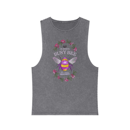 Blessed & Busy Bee - Unisex Stonewash Tank Top