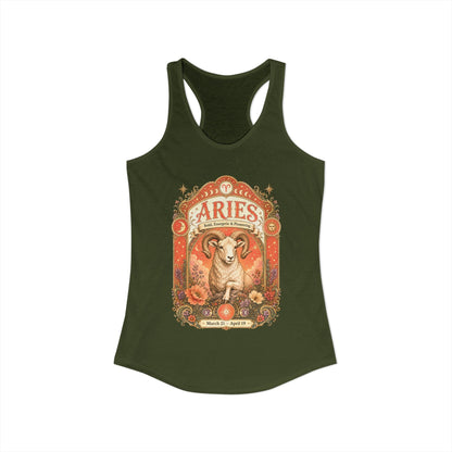 Aries Zodiac Women's Racerback Tank – Ornate Ram Artwork