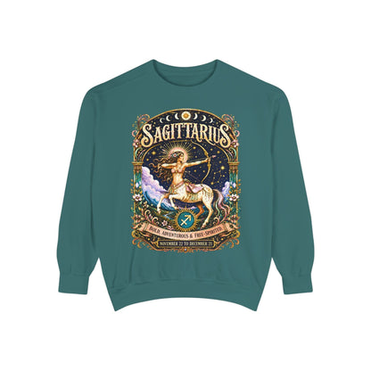 Sagittarius Zodiac Garment-Dyed Sweatshirt – Mystic Archer Artwork