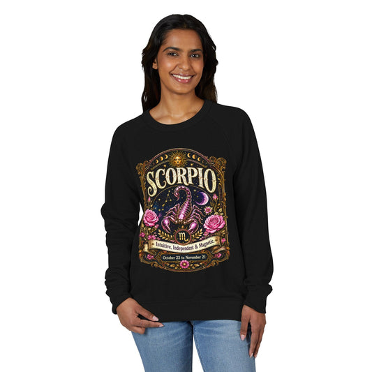 Scorpio Zodiac Raglan Sweatshirt – Ethereal Scorpion Artwork
