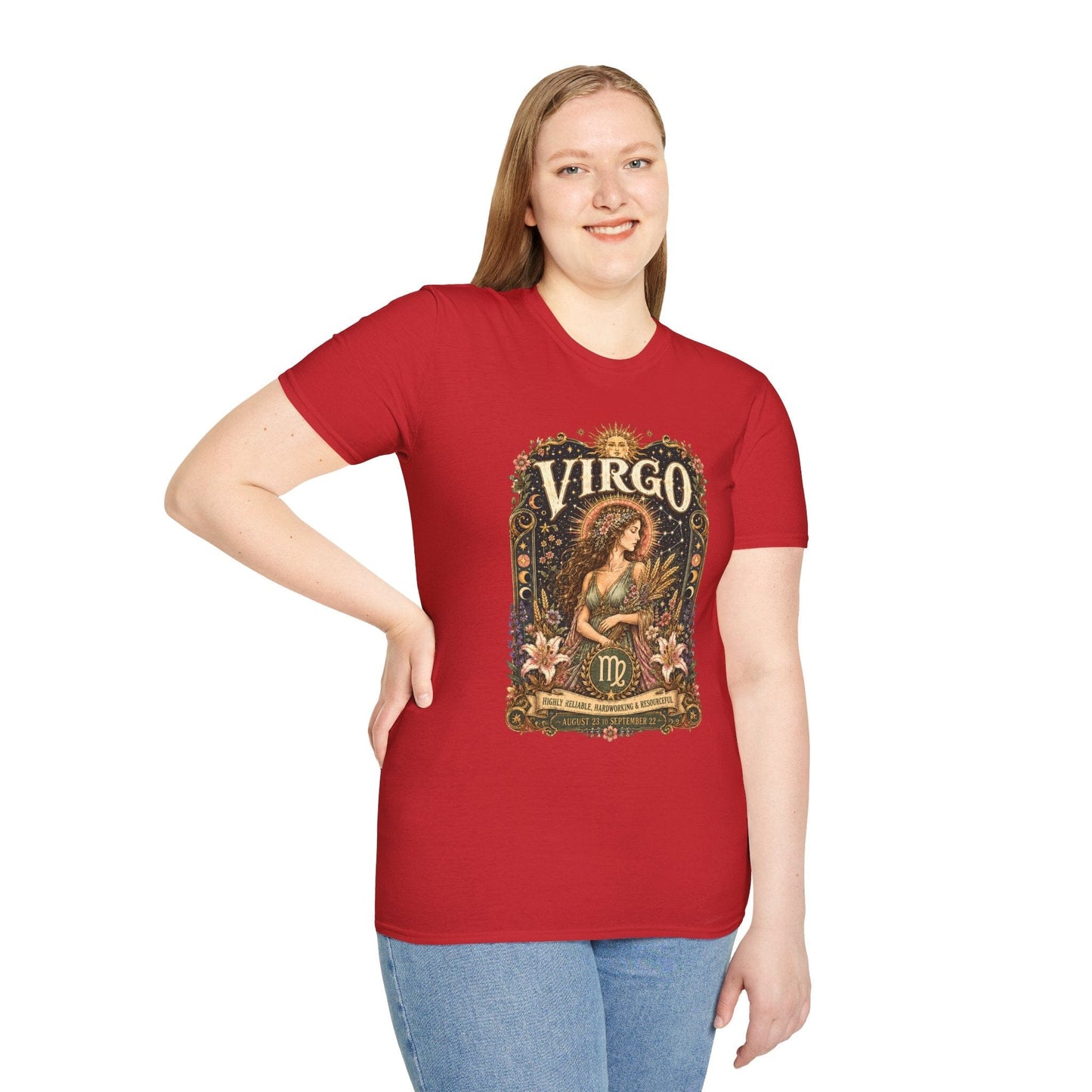 Virgo Zodiac Softstyle T-Shirt – Celestial Maiden Artwork