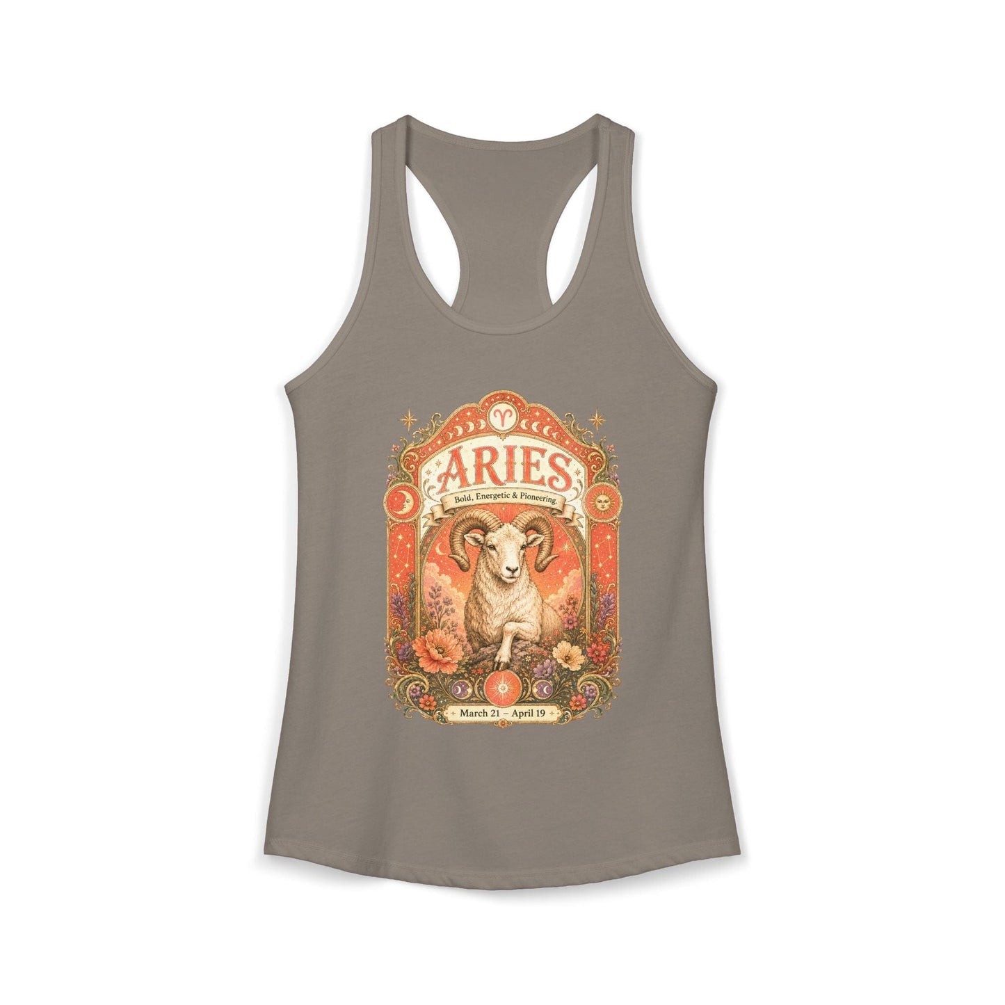 Aries Zodiac Women's Racerback Tank – Ornate Ram Artwork