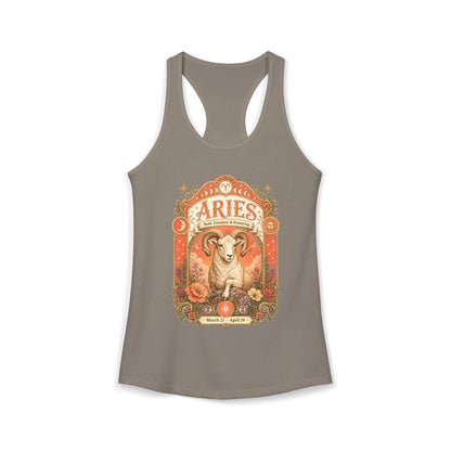Aries Zodiac Women's Racerback Tank – Ornate Ram Artwork