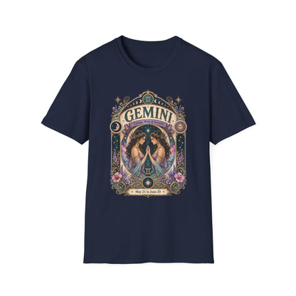 Gemini Zodiac Softstyle T-Shirt – Celestial Twins Artwork