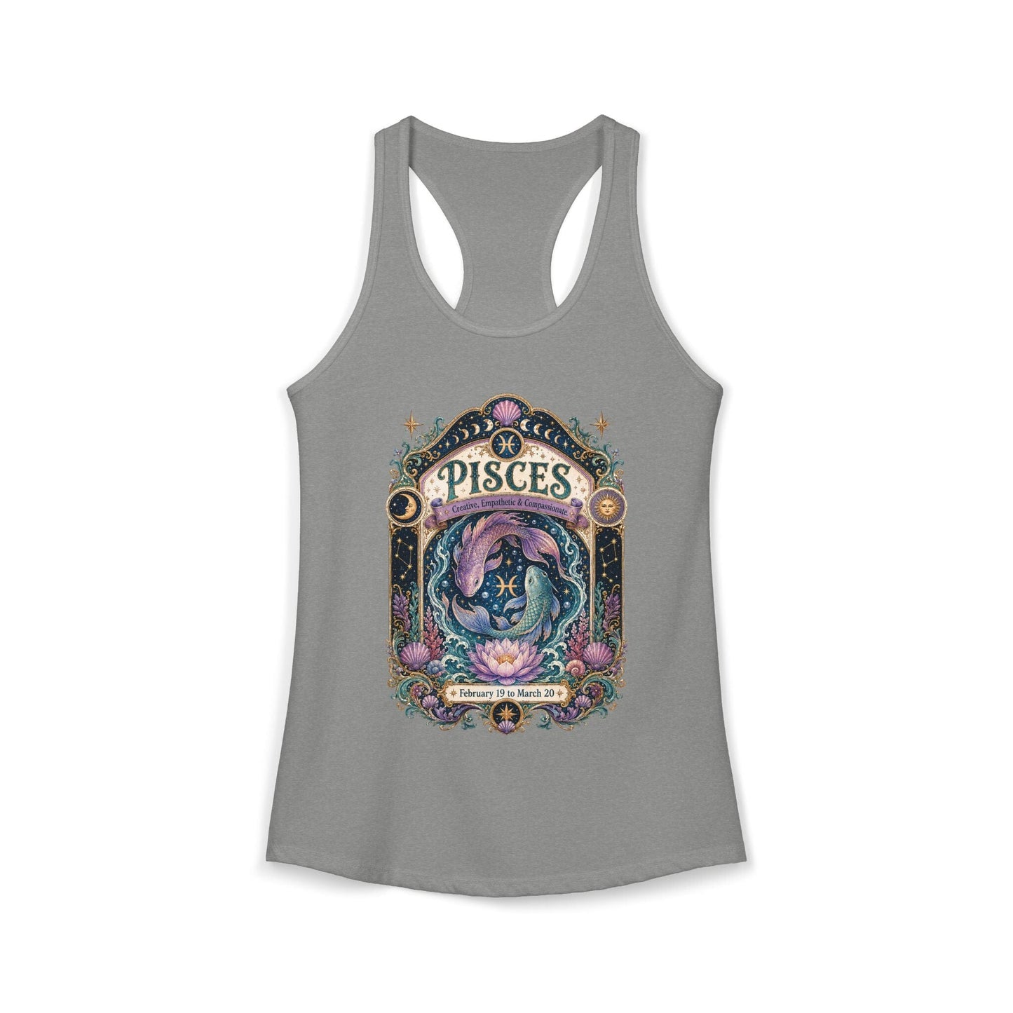 Pisces Zodiac Women's Racerback Tank – Ornate Fish Artwork