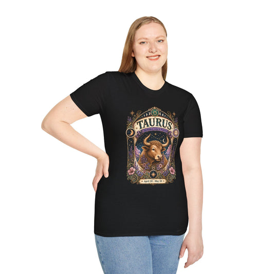 Taurus Zodiac Softstyle T-Shirt – Celestial Bull Artwork