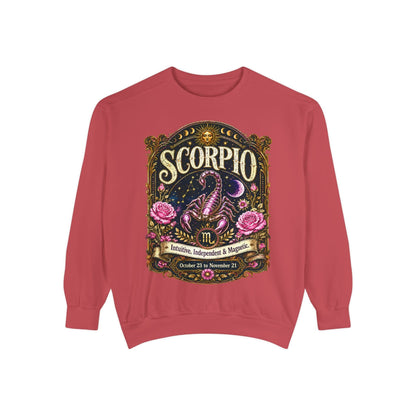 Scorpio Zodiac Garment-Dyed Sweatshirt – Mystic Scorpion Artwork