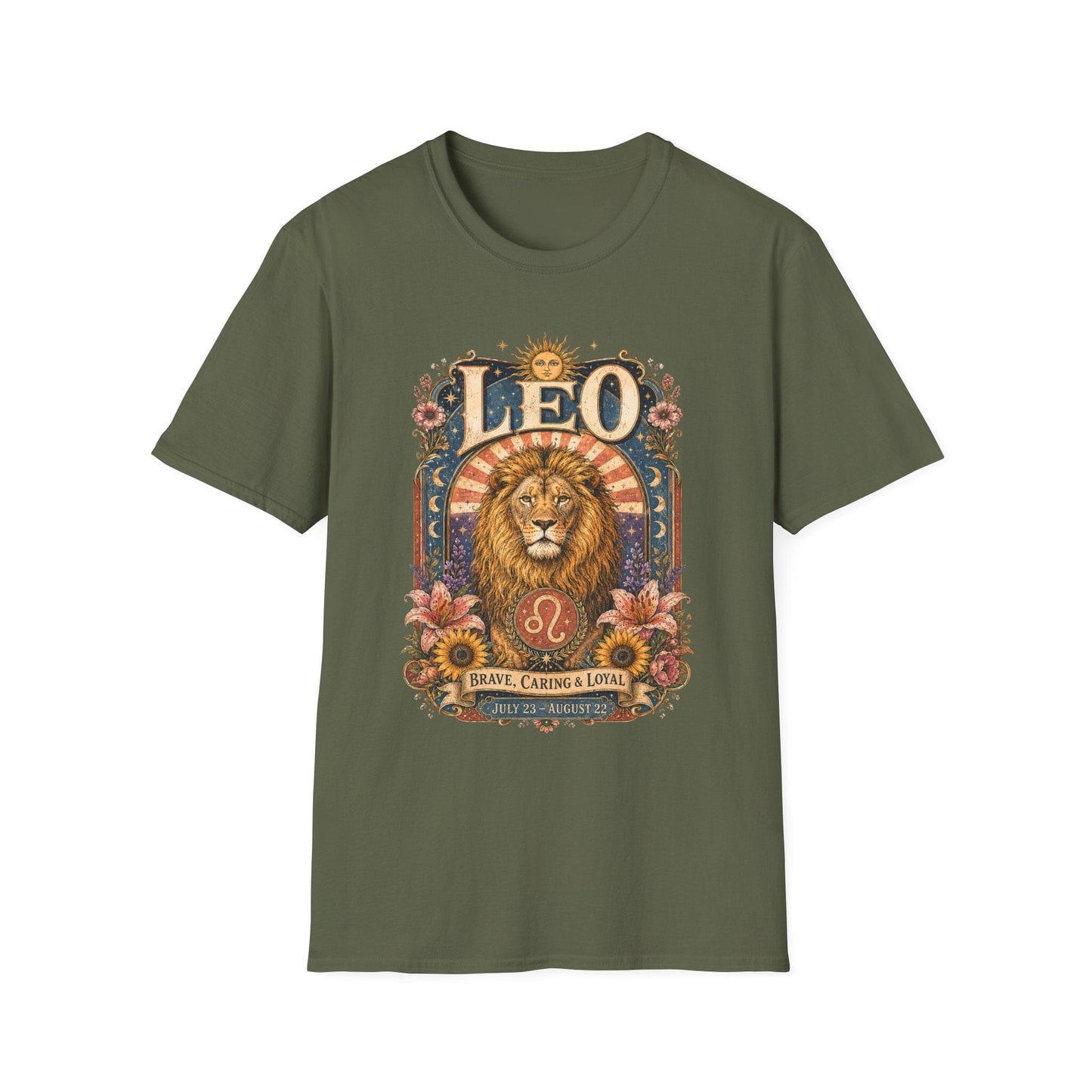 Leo Zodiac Softstyle T-Shirt – Celestial Lion Artwork