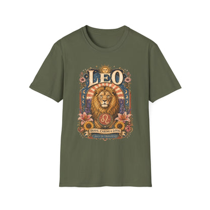 Leo Zodiac Softstyle T-Shirt – Celestial Lion Artwork