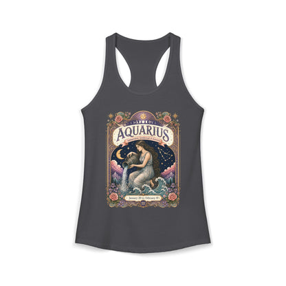 Aquarius Zodiac Women's Racerback Tank – Ornate Water Bearer Artwork