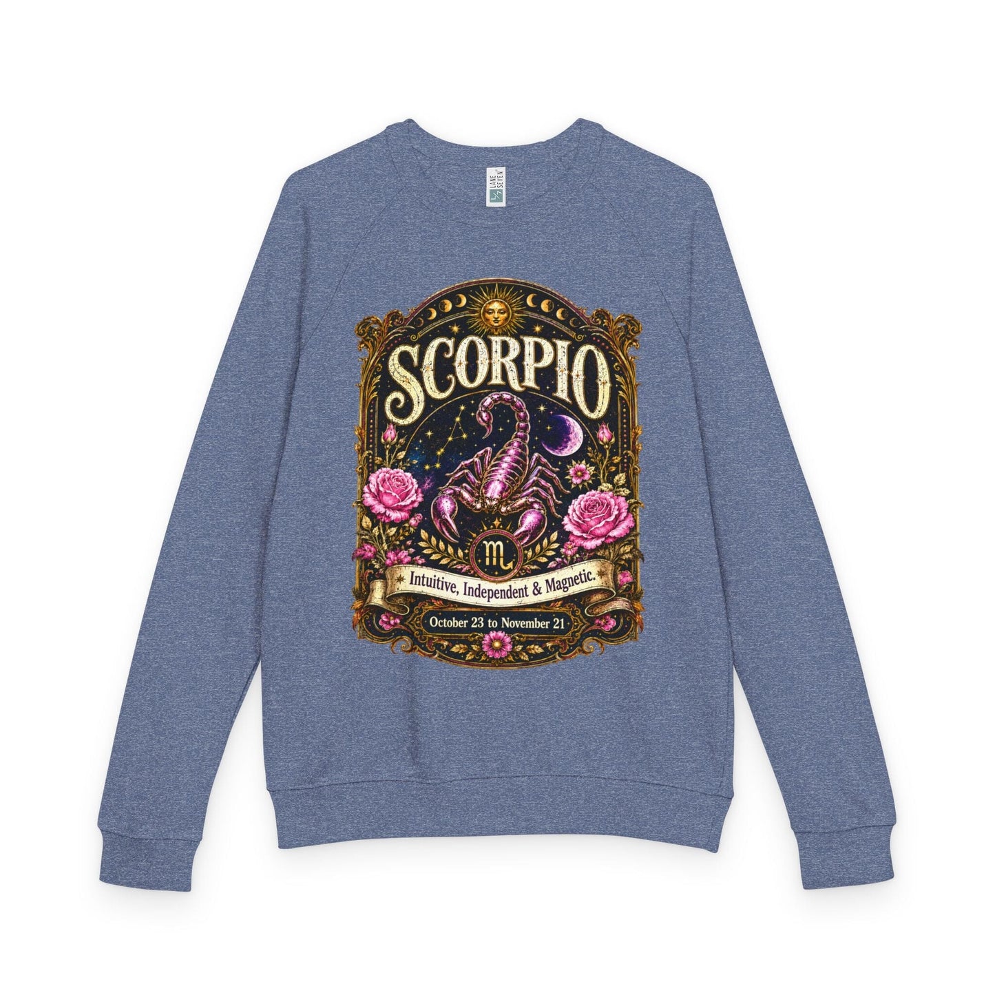 Scorpio Zodiac Raglan Sweatshirt – Ethereal Scorpion Artwork