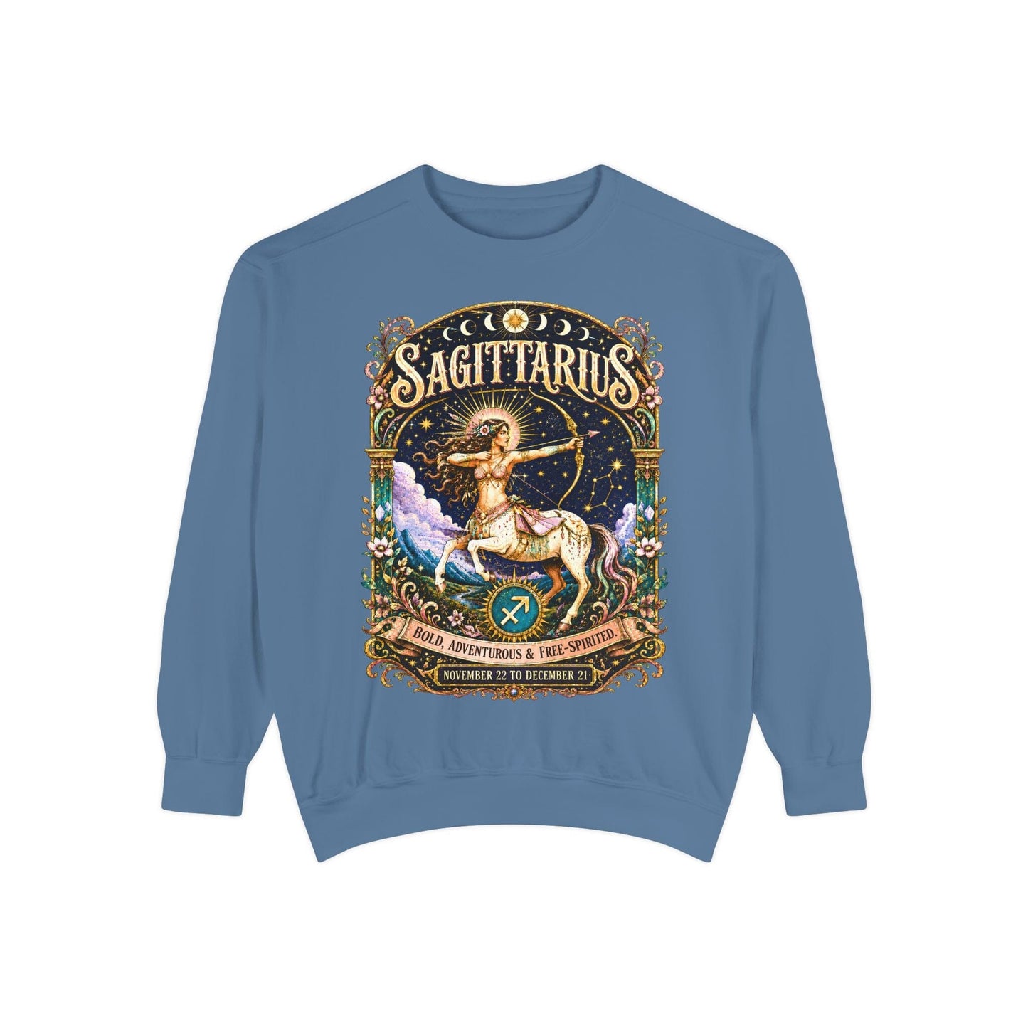 Sagittarius Zodiac Garment-Dyed Sweatshirt – Mystic Archer Artwork
