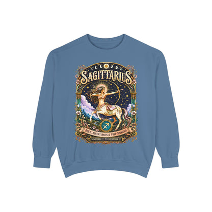 Sagittarius Zodiac Garment-Dyed Sweatshirt – Mystic Archer Artwork