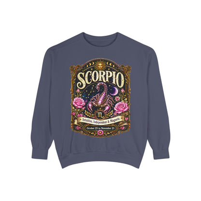 Scorpio Zodiac Garment-Dyed Sweatshirt – Mystic Scorpion Artwork