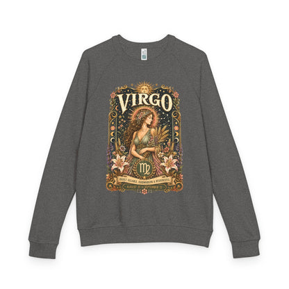 Virgo Zodiac Raglan Sweatshirt – Ethereal Maiden Artwork