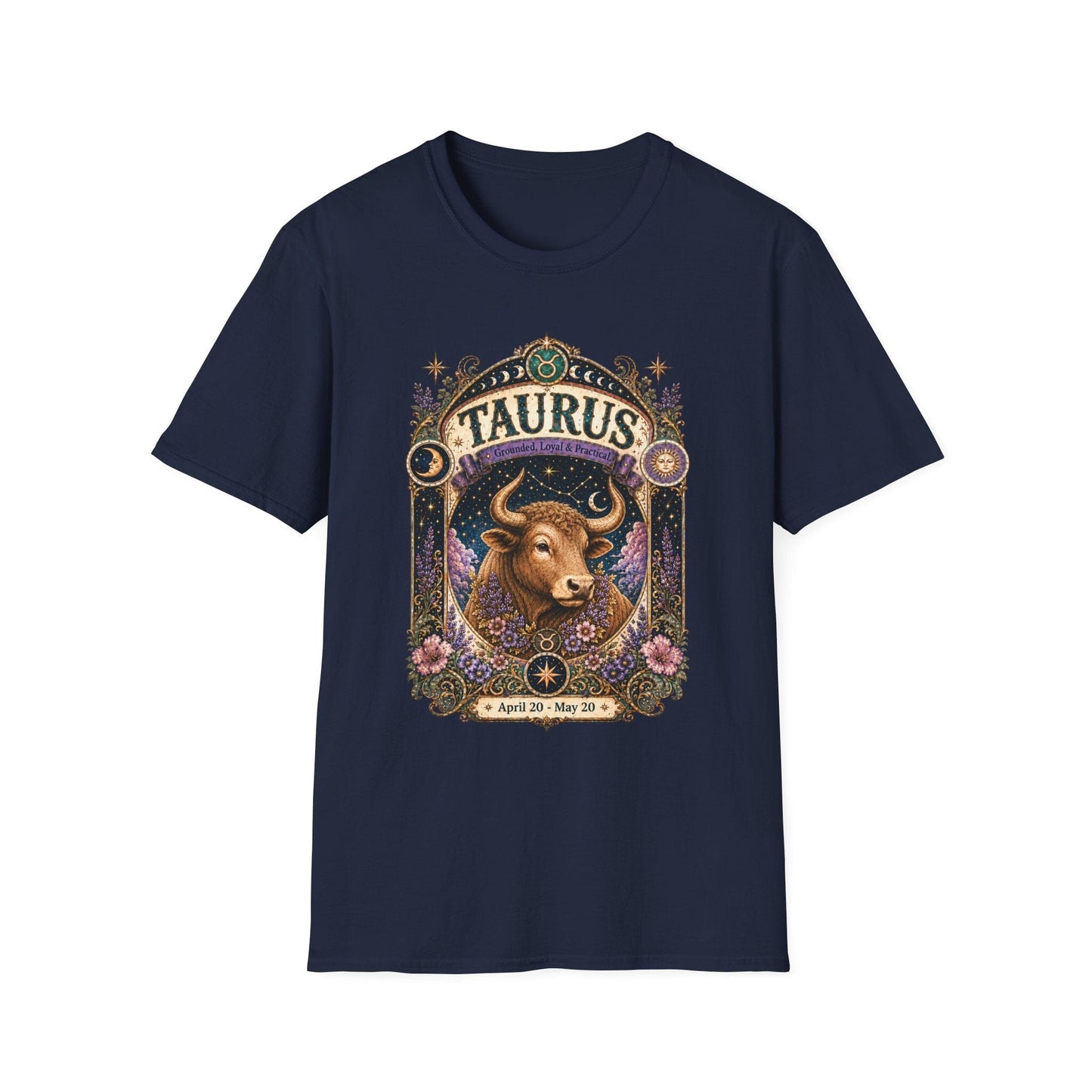 Taurus Zodiac Softstyle T-Shirt – Celestial Bull Artwork
