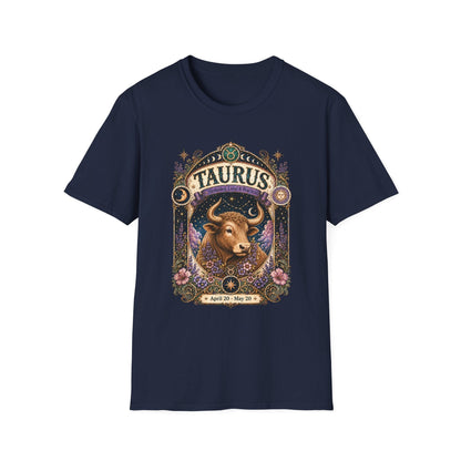 Taurus Zodiac Softstyle T-Shirt – Celestial Bull Artwork