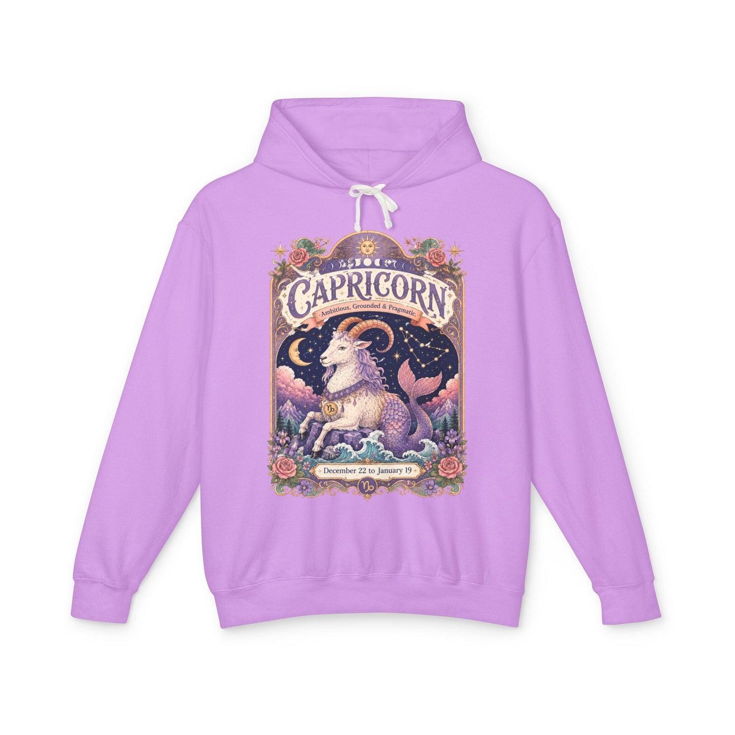Capricorn Zodiac Hooded Sweatshirt – Enchanted Sea Goat Artwork